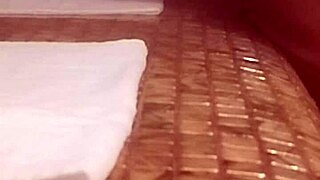 hot latina wife takes hard cock pounding in sauna with quickie handjob and orgasm