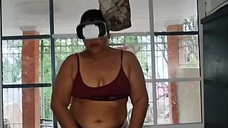 Hey gordita with huge ass in vr glasses, why does old pervert stepdad lick your hairy pussy and fuck you until cum on face?