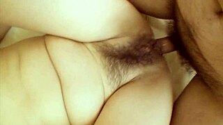 Skinny Japanese milf gets shaved pussy licked and fucked hard in lingerie