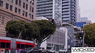 Beautiful blondes Emma Hix and Blake Blossom take turns giving blowjobs and getting fucked hard in a threesome