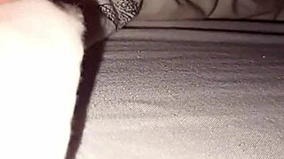 Girlfriend lies back while her feet get licked and toes sucked in intimate fetish session