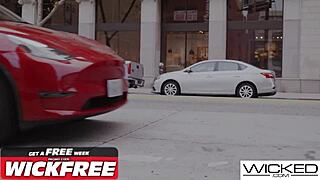 Beautiful blondes Emma Hix and Blake Blossom take turns giving blowjobs and getting fucked hard in a threesome