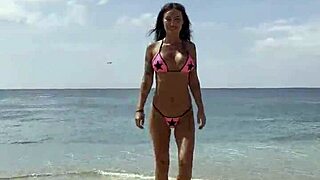 Monika Fox Poses In Pink Bikini With Stars On Beach Free!