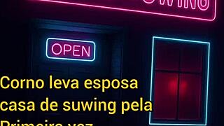 marido leva esposa pela primeira vez no gloryhole no pelo