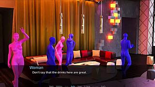 One blonde milf fucking with three black guys at once on the couch!