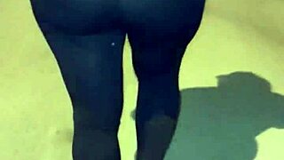 Curvy Mature Exhibitionist Flashes Big Ass In See-Through Leggings On Street