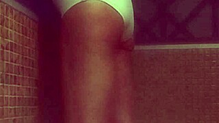 hot latina wife takes hard cock pounding in sauna with quickie handjob and orgasm