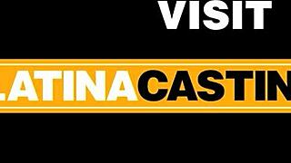 Ebony fitness model takes massive cock anal fucking at fake casting