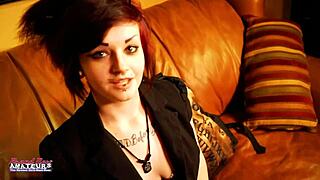 Inked Hottie Marci Dildo Fucks Shaved Pussy Rubbing Big Tits