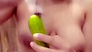 Deep Vegetable Insertion in Ass with Intense Fucking and Passionate Moaning