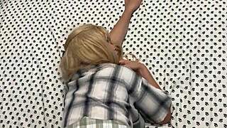 pov stepdad films homemade sex with blonde stepdaughter on creaky bed, including rough doggystyle and missionary