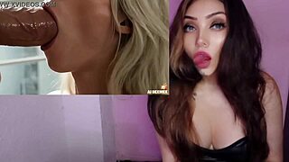 Rubia en lenceria la llenan de semen por caliente - masturbandome con ia