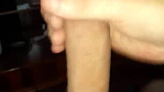 stroking my cock slowly while watching this hot tranny masturbate until cumshot explodes