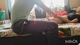 Desi bhabhi, why are you seducing the servant in your red saree for that hard dick in your wet pussy?