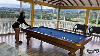Why not shove pool balls and cue between Sayafit's big ass and Anissa Miller's muscular curves?