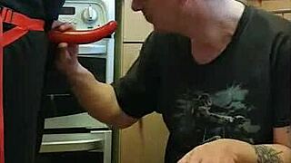 Pegging my boyfriend's ass in the kitchen, public cornfield, and bathroom! Taking ass to mouth thrills in part 1.