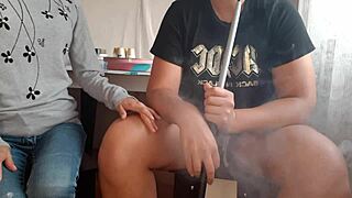 hookah waitress licks pussy wildly - lesbian illusion girls!