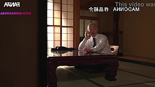 Married woman gives in to her perverted father-in-law during a massage, ending with him cumming inside her.