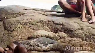 Skinny brunette milf joins ebony and Thai stars in wild beach bachelorette party with Tom Clay, Myllena Rios, Thai Kalifa, production Leo Ogro