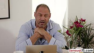 Man takes charge of surrounding shemales with intense doggystyle bent over action on tits and ass hardcore