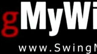 big tit blonde wife joins swingers couple for handjob and drilled group action