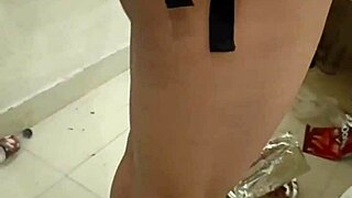 Student in bathroom of the hotel shows off fat ebony big ass with shorts legs dirty talk big natural tits in asian sexy curvy oiled fetish