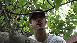 sexy girl gets fucked in outdoor threesome with interracial big black cock action