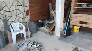 I called the bricklayer on Sunday to finish pool work but got ready as a slut waiting for his handjob cumshot!