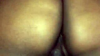 Ebony bbw rides fat ass close up on wet pussy with cum