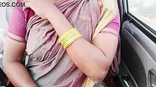 the busty house maid gets into steamy car sex with telugu dirty talks