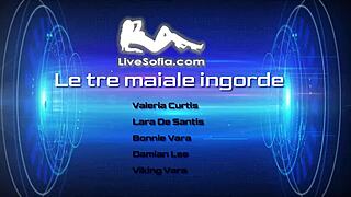 We're the three greedy pigs, Valeria Curtis, Lara De Santis, and Viking, diving into group anal