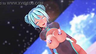hatsune miku keeps dancing with big ass and big tits moves