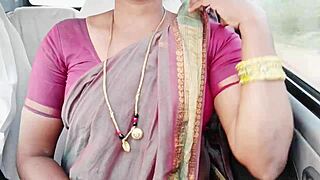 the busty house maid gets into steamy car sex with telugu dirty talks