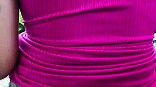 Brunette with big ass spreads legs for rough interracial fucking and ass licking on balcony