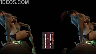 VReal 18K DP Double Penetration With Glowing Strapon And Orgasm - FFM Threesome Lesbian Glow Menage - Starring Alexa Bliss Harley Quinn