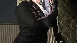 they get caught licking ass outside in the snow, leading to bent over doggystyle fucking and multiple cumshots with condom play