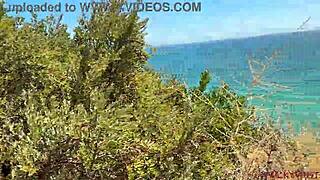 can you believe i found this outdoor spot for him to cum on my tits while i suck his cock?