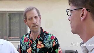 Clients step granddaughter gets bent over and fucked by architect on public lawn