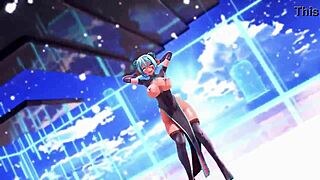 hatsune miku keeps dancing with big ass and big tits moves