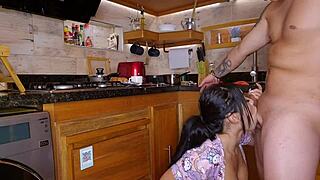 My Stepbrother Takes Advantage of My Innocence and Fucks Me in Kitchen