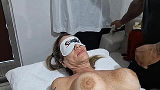 damn, this masseur is so naughty fucking that hot client with his big cock, she's all wet and moaning.