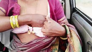 the busty house maid gets into steamy car sex with telugu dirty talks