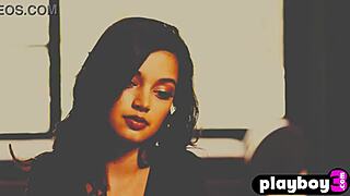 Lana rhoades strips curvy body with big tits ass for eden arya posing