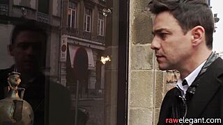 Glam eurobabe bent over on sofa for doggystyle fucking