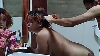i watch hot bath end with facial cumshot on curly brazilian babe's big tits and ass