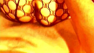 Sexy Lingerie Babe Takes Monster Cock in Asshole with Fishnets On!