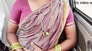 the busty house maid gets into steamy car sex with telugu dirty talks