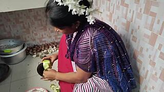 Amateur Guy Fucks Step Sister-In-Law With Big Natural Tits In Kitchen. She Rides Tight Pussy In Missionary And Cowgirl Positions.