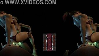 VReal 18K DP Double Penetration With Glowing Strapon And Orgasm - FFM Threesome Lesbian Glow Menage - Starring Alexa Bliss Harley Quinn