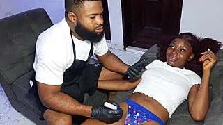 Client demands big dick fuck after ass and pussy tattoo